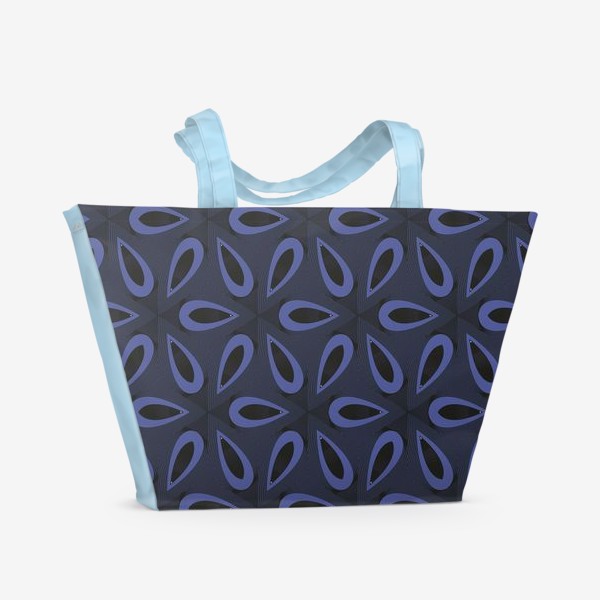 Пляжная сумка «на черном фоне закрученные темно синие звездочки»