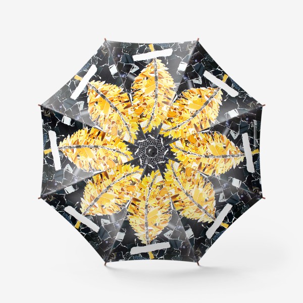 Зонт «Перо. Коллаж. Черный, желтый. Перья»