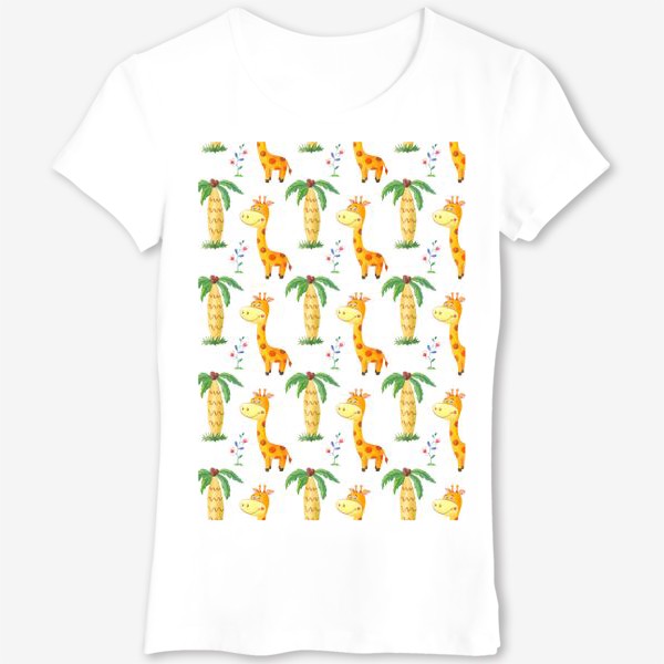 Футболка «Милый узор с жирафами и пальмами.»