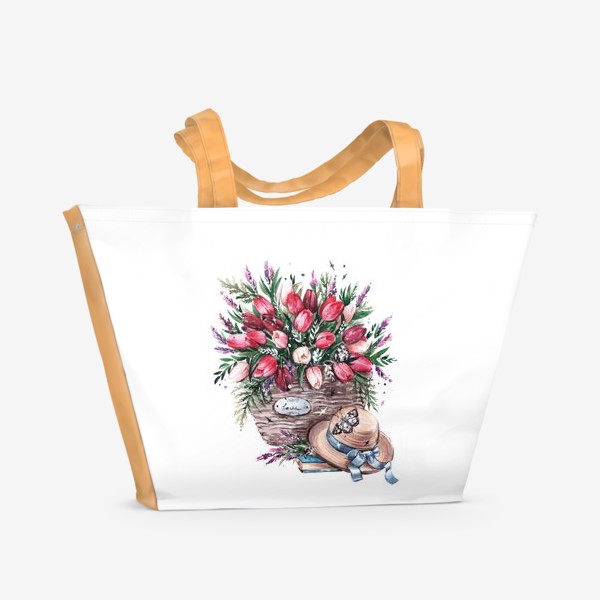 Пляжная сумка «тюльпаны и лаванда»