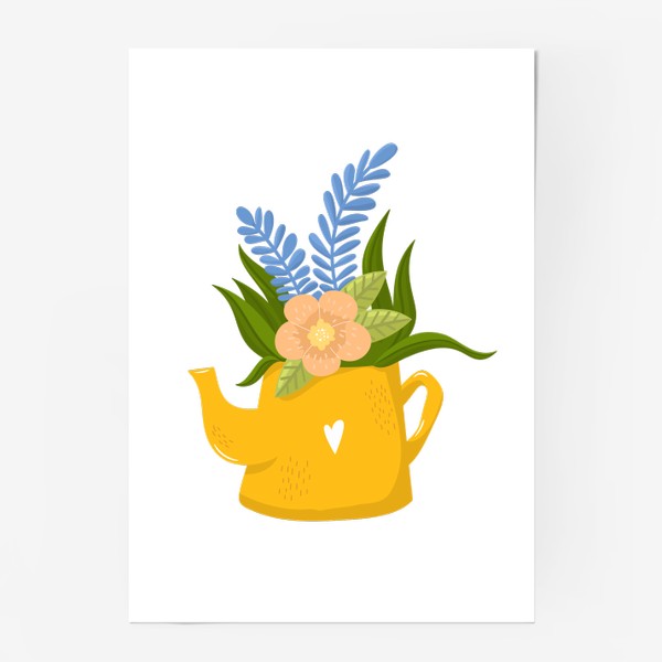 Постер «Садовая лейка с букетом цветов Весенний и Летний принт»