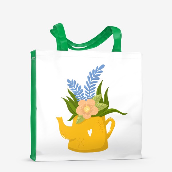 Сумка-шоппер «Садовая лейка с букетом цветов Весенний и Летний принт»