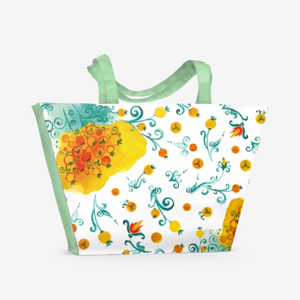 Пляжная сумка «желто-бирюзовые плоды»