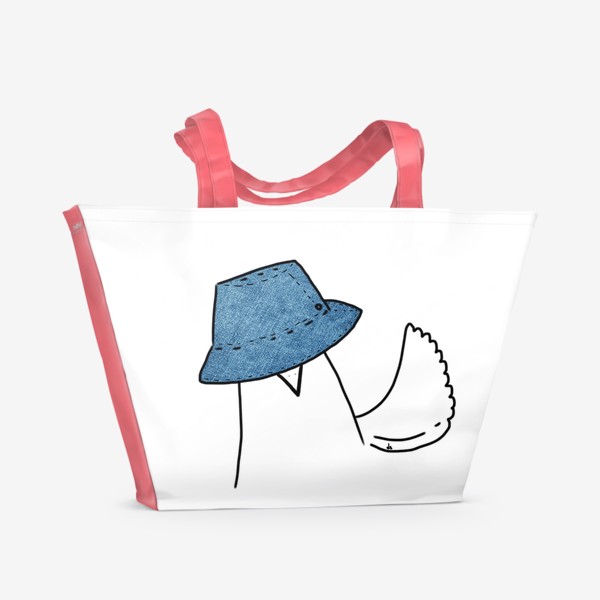 Пляжная сумка «Птица в панамке. Летнее настроение »