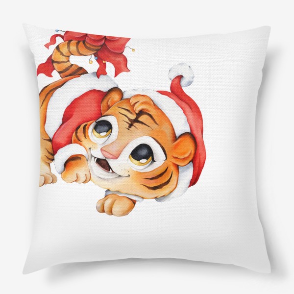 Подушка «Новогодний тигр с бантом»
