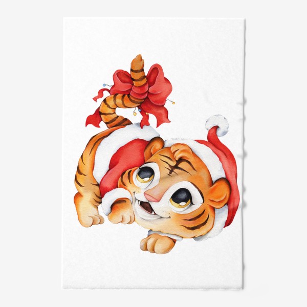 Полотенце «Новогодний тигр с бантом»