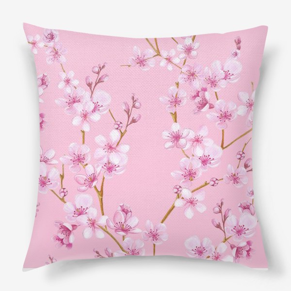 Подушка &laquo;Весенняя сакура цветущая розовая вишня&raquo;