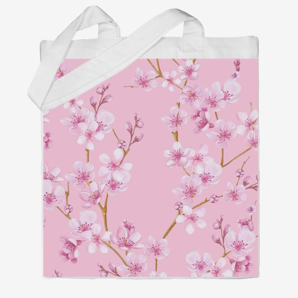 Сумка хб «Весенняя сакура цветущая розовая вишня»