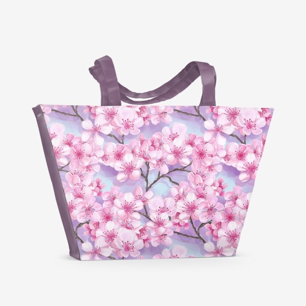 Пляжная сумка «Весенняя сакура цветущая вишня ветка»