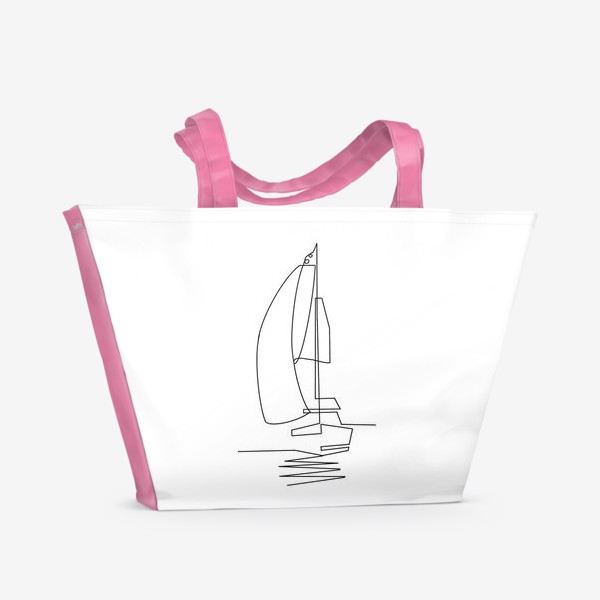 Пляжная сумка «Яхта/кораблик монолинией. Минимализм»