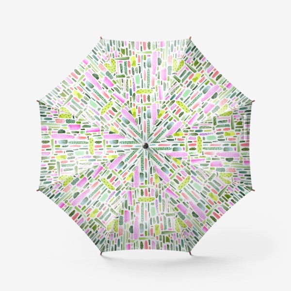 Зонт «Акварельный летний паттерн с полосками в зелено-розовом цвете»