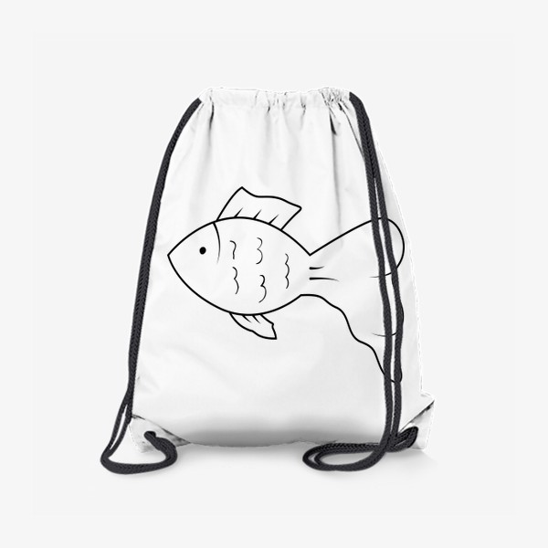 Рюкзак «Рыбка "Золотая". Контурная черно-белая в стиле дудл.»