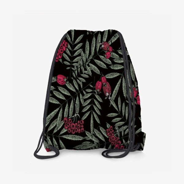 Рюкзак «Паттерн из  листьев и плодов рябины и шиповника»