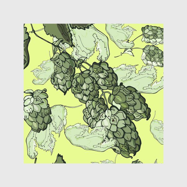 Скатерть «Паттерн из  соцветий и листьев хмеля на трендовом желтом»