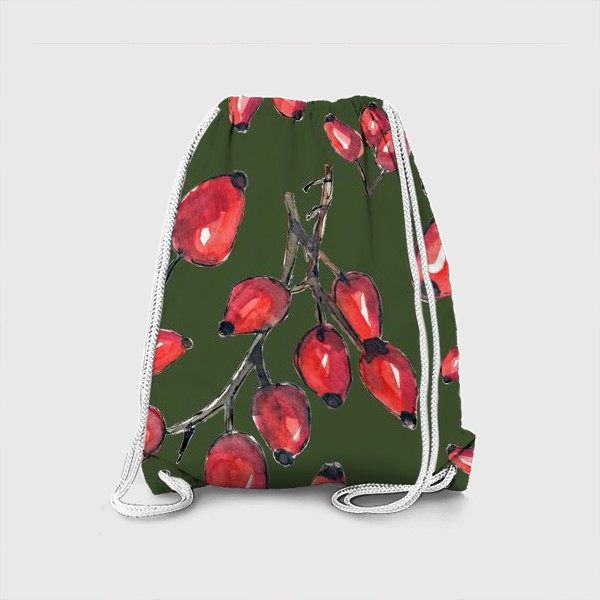 Рюкзак «Плоды шиповника на зеленом»