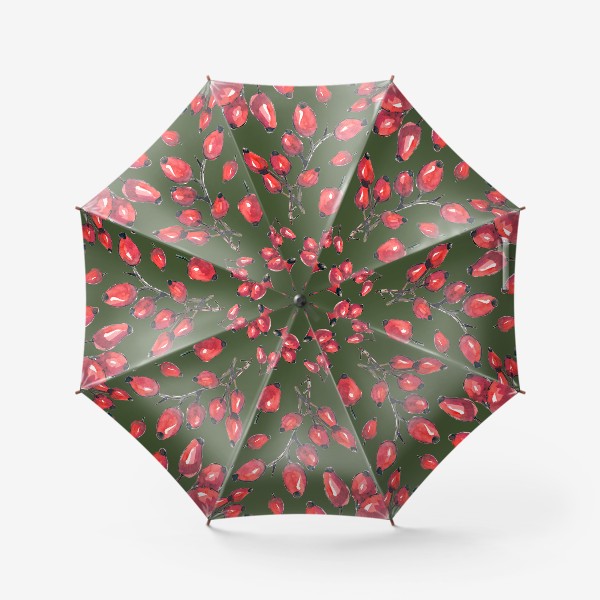Зонт «Плоды шиповника на зеленом»