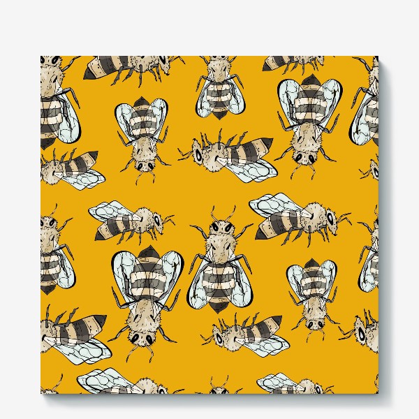 Холст «Живописные пчелы на желтом»