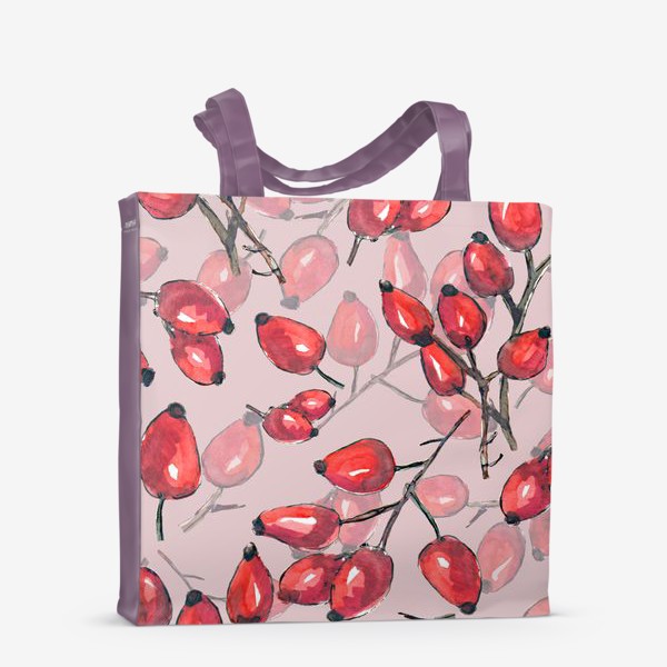 Сумка-шоппер «Веточки шиповника на розовом»