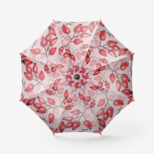 Зонт «Веточки шиповника на розовом»