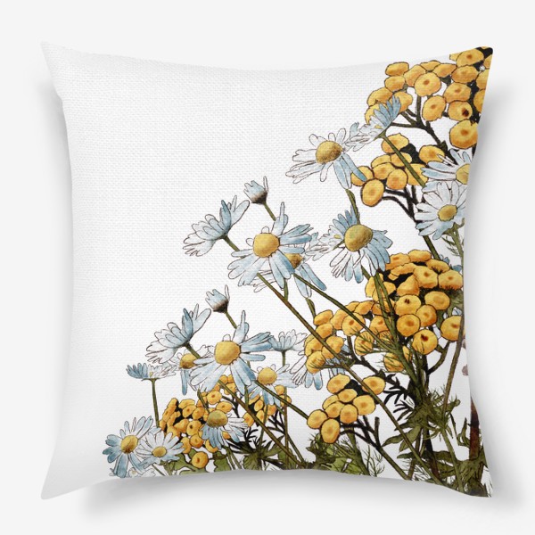 Подушка «Полевые цветы ромашка пижма»