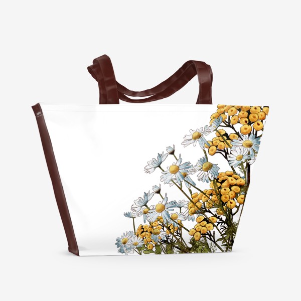 Пляжная сумка &laquo;Полевые цветы ромашка пижма&raquo;