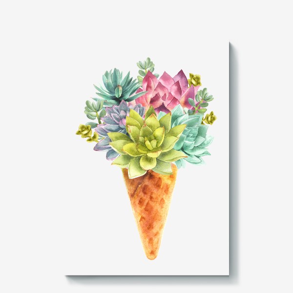 Холст «Цветочное мороженое - суккуленты »