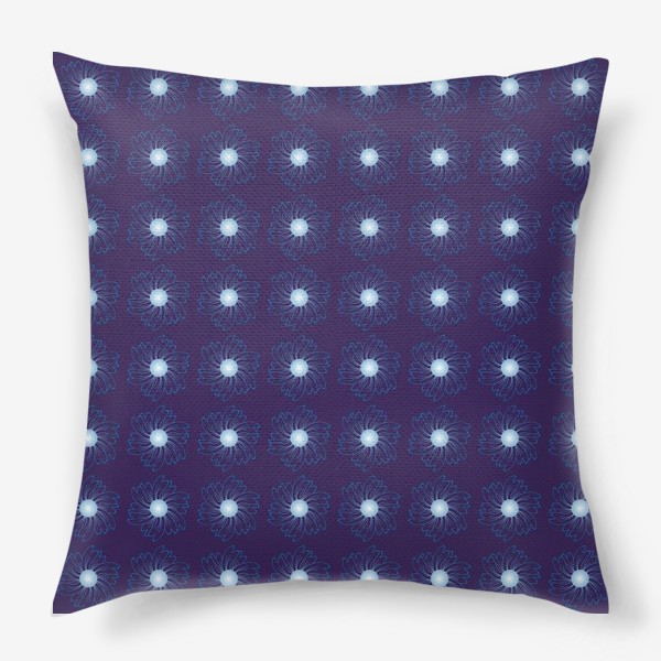 Подушка «Цветочный орнамент на темно-синем фоне»
