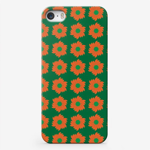 Чехол iPhone «Цветочный орнамент на зеленом фоне»