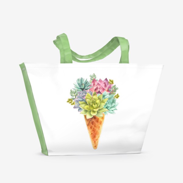 Пляжная сумка «Цветочное мороженое - суккуленты »