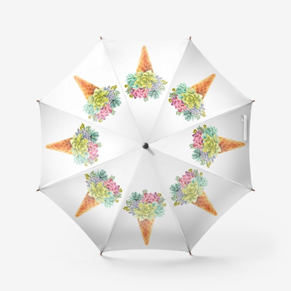 Зонт &laquo;Цветочное мороженое - суккуленты &raquo;