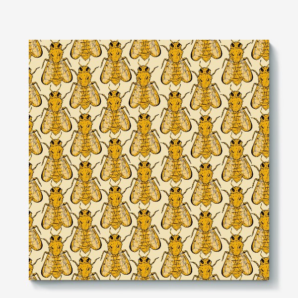 Холст «Золотые пчелы на бледно-желтом»
