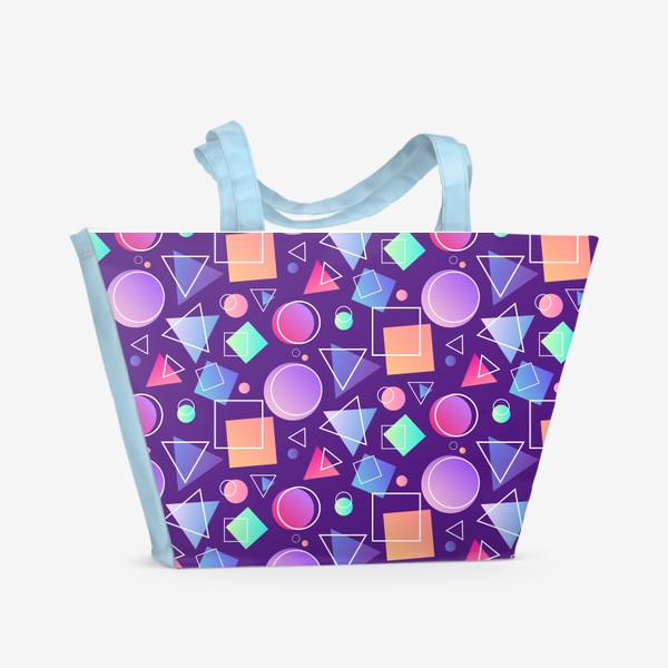Пляжная сумка «Паттерн геометрические неоновые формы »