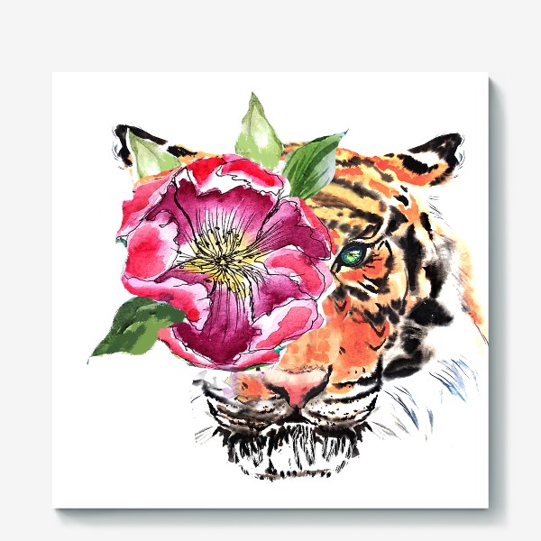 Холст «тигр цветы гороскорп»