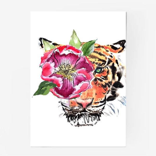 Постер «тигр цветы гороскорп»