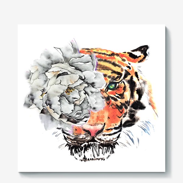 Холст «тигр цветы гороскорп»