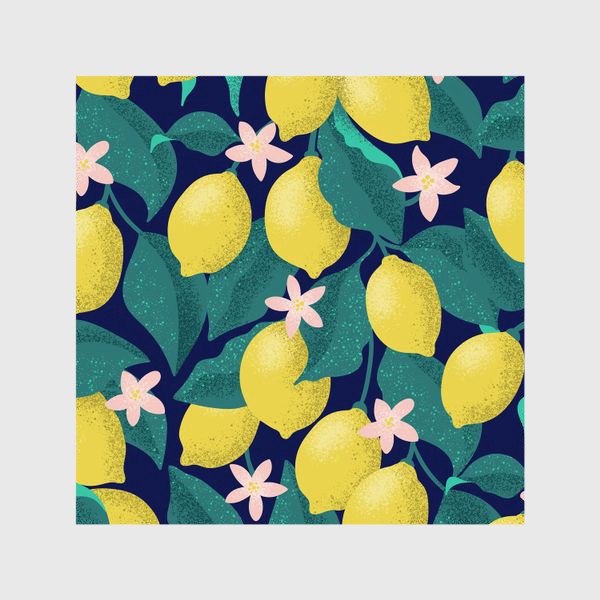 Шторы «Лимоны с цветами»