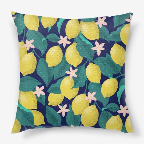 Подушка «Лимоны с цветами»
