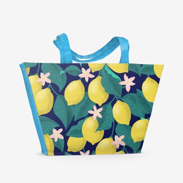 Пляжная сумка «Лимоны с цветами»