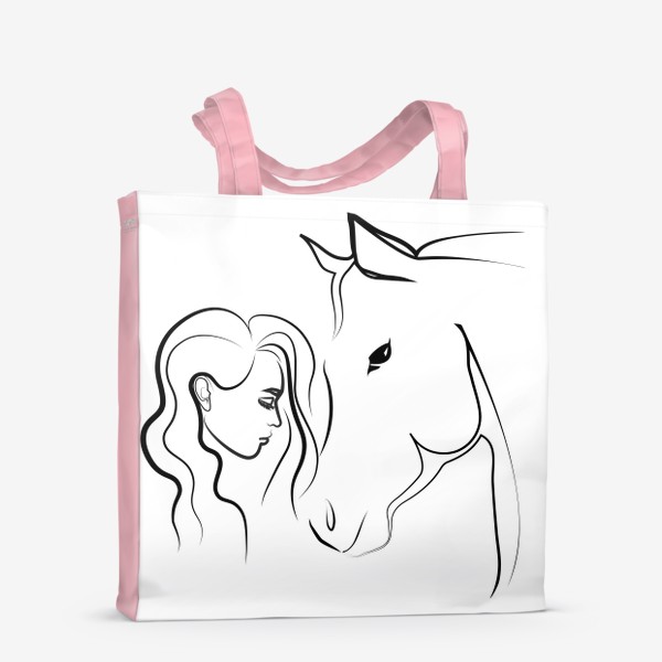 Сумка-шоппер «Графичный рисунок. Девушка с лошадью»