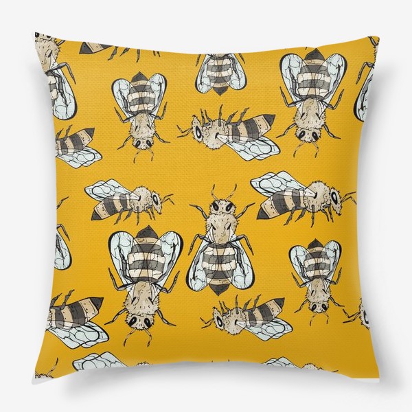 Подушка &laquo;Живописные пчелы на желтом&raquo;