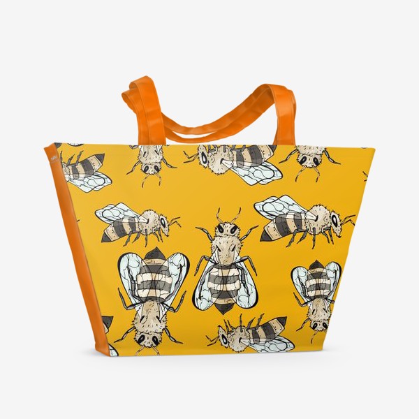 Пляжная сумка &laquo;Живописные пчелы на желтом&raquo;