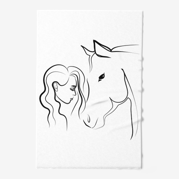 Полотенце «Графичный рисунок. Девушка с лошадью»