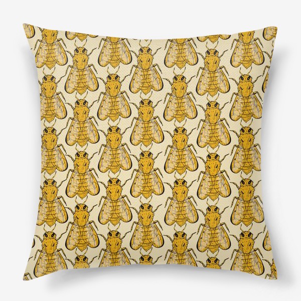 Подушка «Золотые пчелы на бледно-желтом»