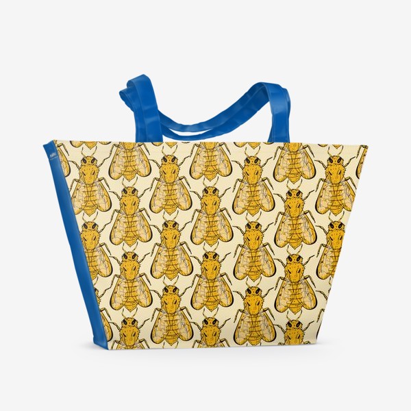 Пляжная сумка &laquo;Золотые пчелы на бледно-желтом&raquo;