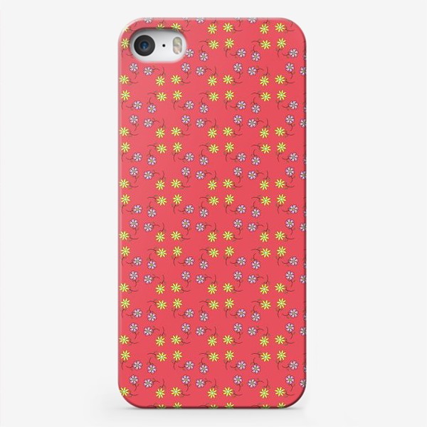 Чехол iPhone «Цветочный рисунок на розовом фоне»