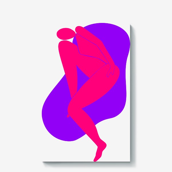 Холст &laquo;Обнаженная девушка. Минималистичный принт для футболки. Розовый, фиолетовый, яркий цвет. Феминизм. Женщина. girls power &raquo;