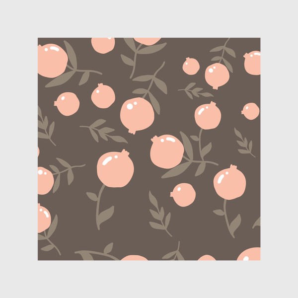 Скатерть «Гранаты, стильный паттерн в пастельных цветах, розовый, коричневый, растения, природа, для девушки, бабушки, маме»