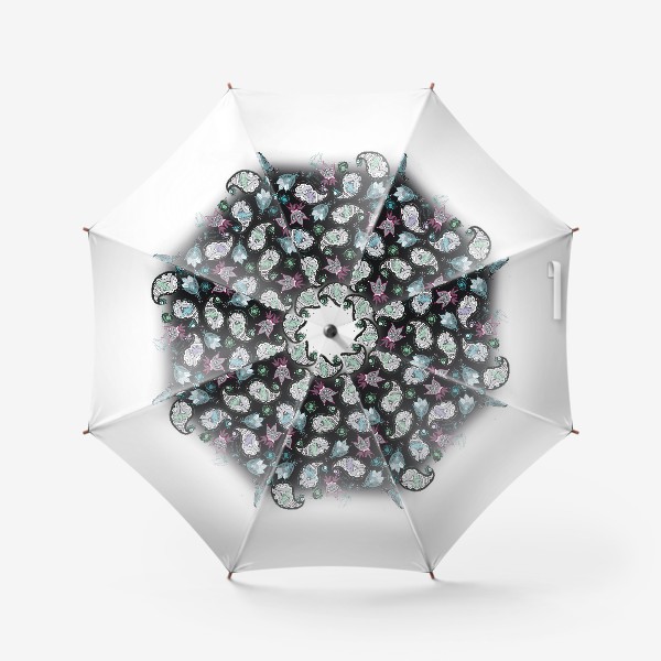 Зонт «Орнамент огурцы на чёрном»