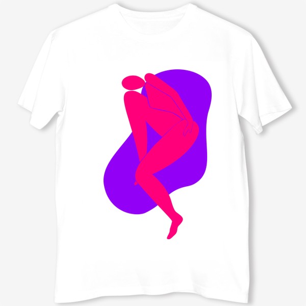 Футболка &laquo;Обнаженная девушка. Минималистичный принт для футболки. Розовый, фиолетовый, яркий цвет. Феминизм. Женщина. girls power &raquo;