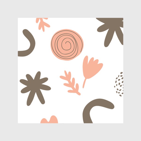 Шторы «Абстрактный минималистичный принт в приглушенных оттенках. Цветы, листья. Пастельные цвета, розовый, коричневый»
